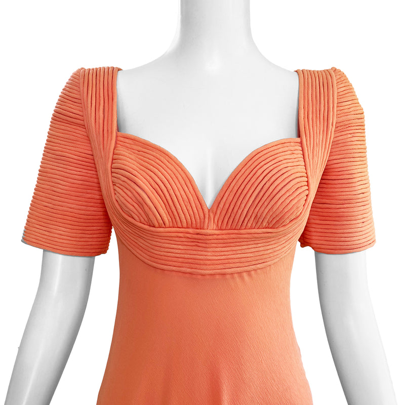 Valentino Night 1980s Coral Silk Dress