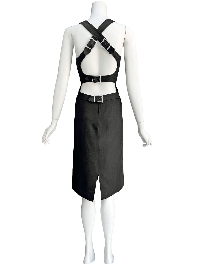 black bondage dress Valentino S/S 2001 Runway Backless with Buckles – Sweet Disorder Vintage Birthday Dresses for Women pretty dresses Color:Green/Blue