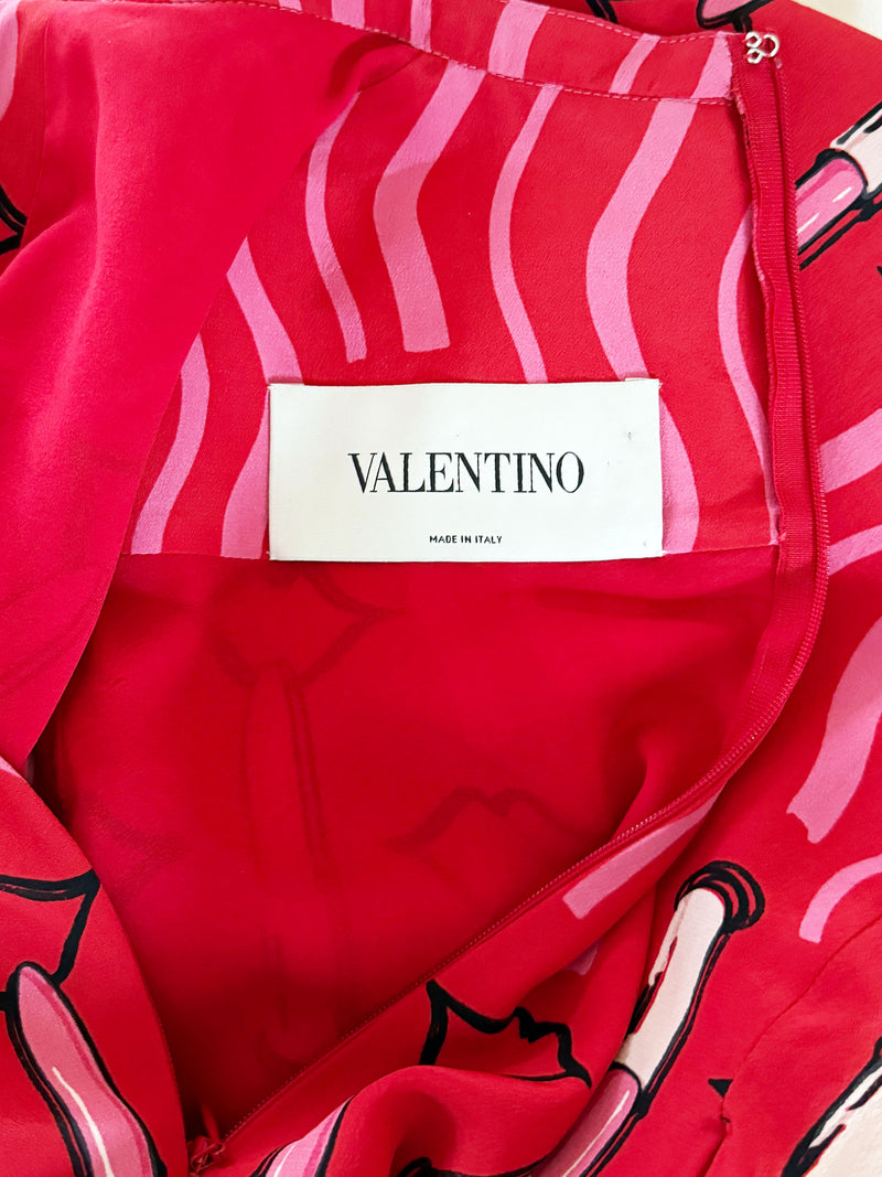Valentino x Zandra Rhodes Lipstick Print Dress