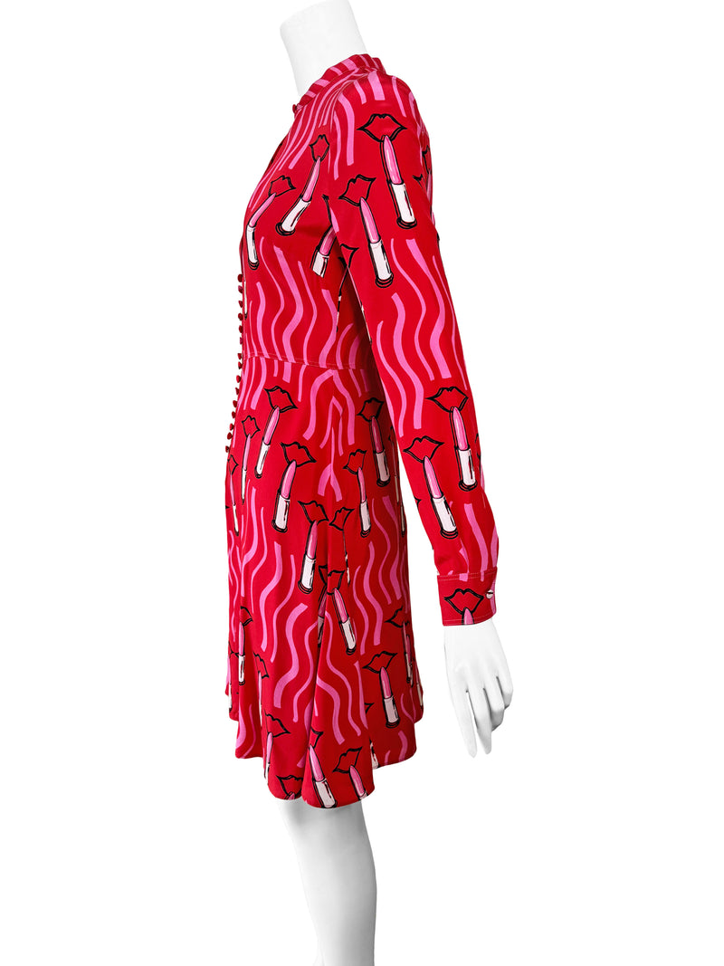 Valentino x Zandra Rhodes Lipstick Print Dress