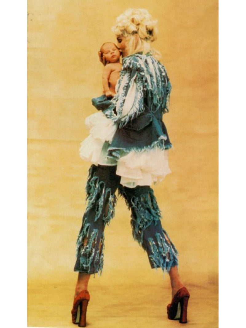 Vivienne Westwood Anglomania 1990s 'Cut Slash Pull' Denim Skirt Suit