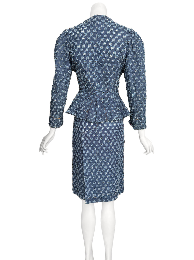 Vivienne Westwood Anglomania 1990s 'Cut Slash Pull' Denim Skirt Suit