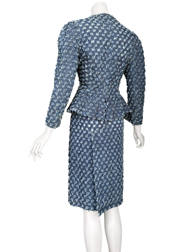 Vivienne Westwood Anglomania 1990s 'Cut Slash Pull' Denim Skirt Suit