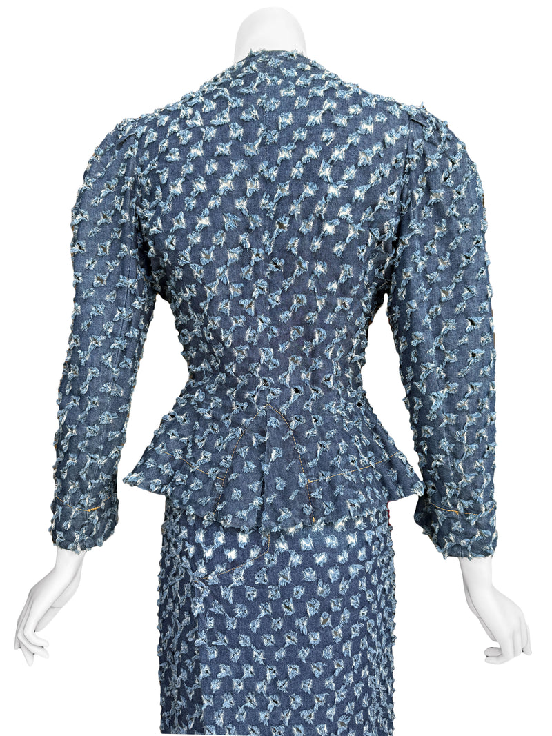Vivienne Westwood Anglomania 1990s 'Cut Slash Pull' Denim Skirt Suit