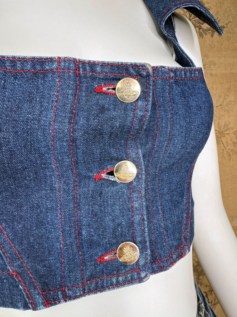 Vivienne Westwood Red Label 1990s Denim Corset Top