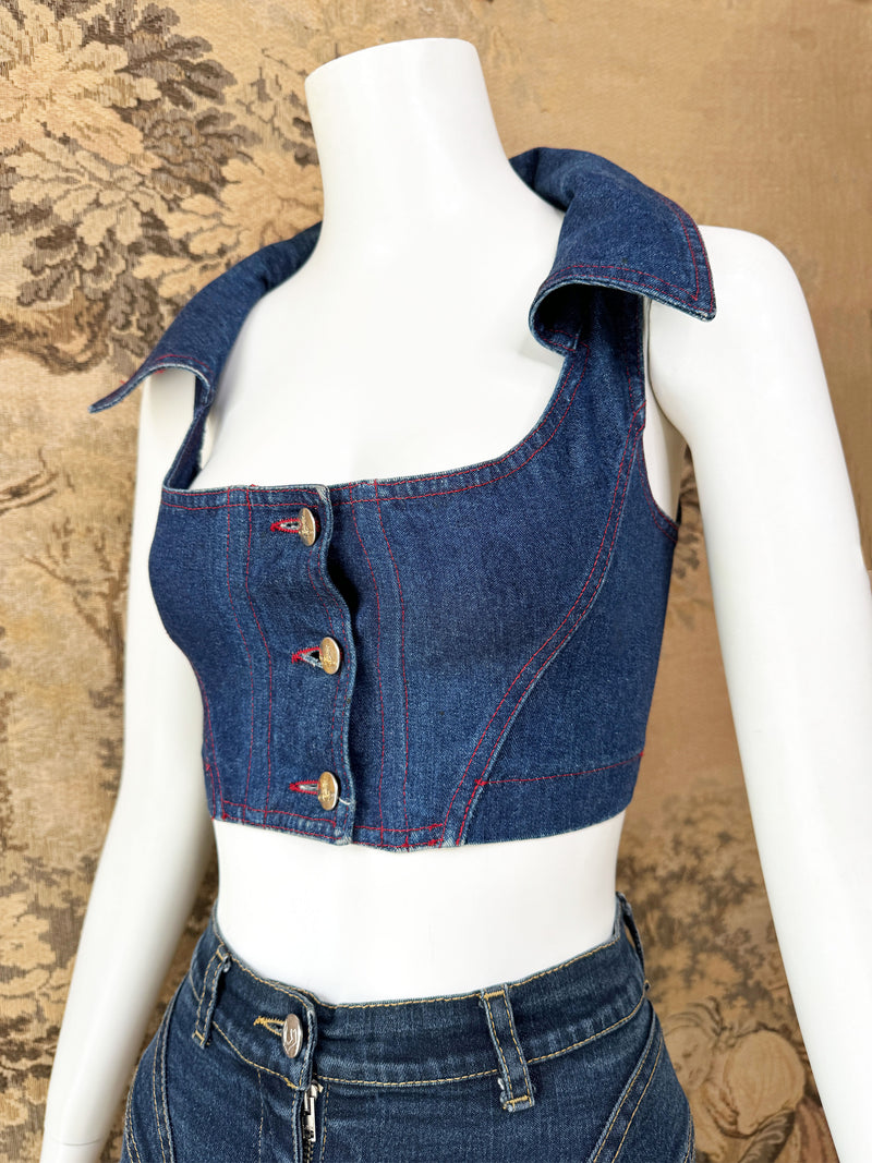 Vivienne Westwood Red Label 1990s Denim Corset Top