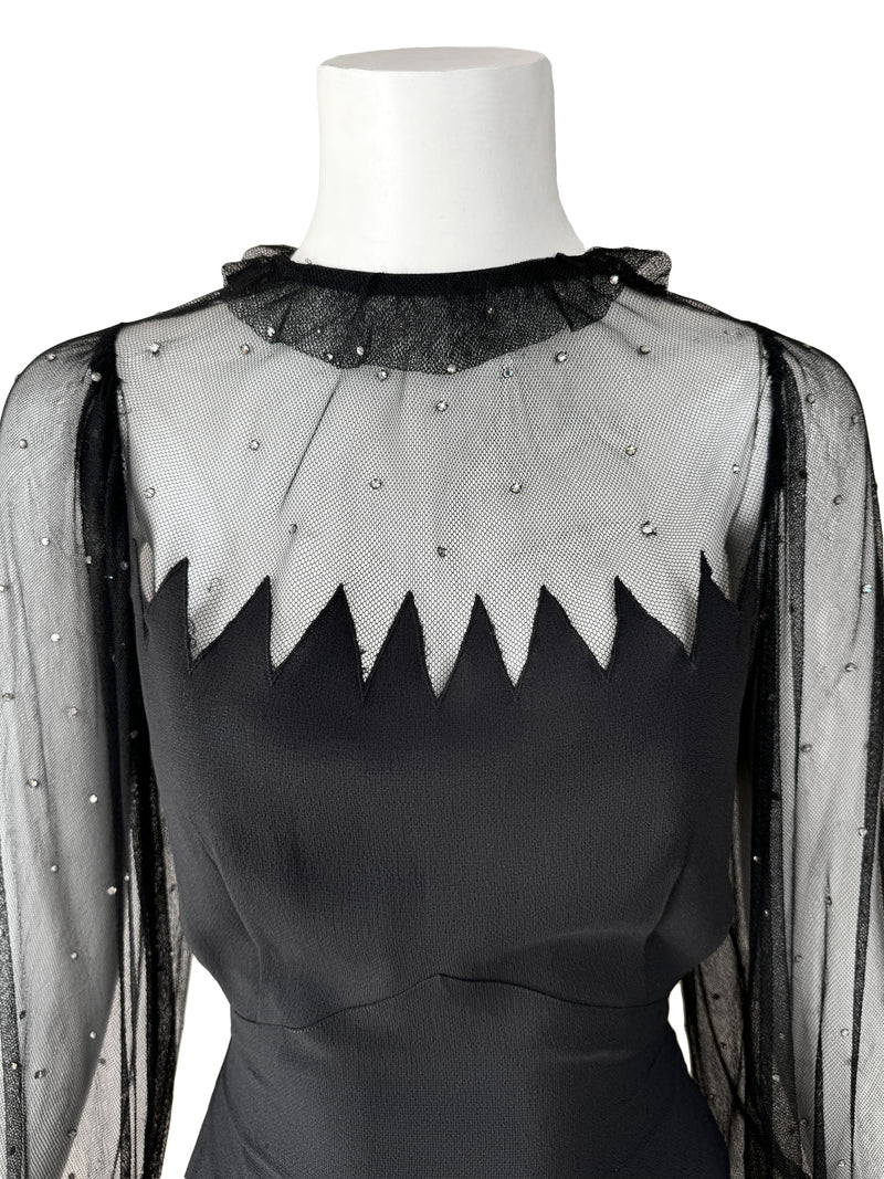 1930s Vionnet Adaption Black Illusion Maxi Dress