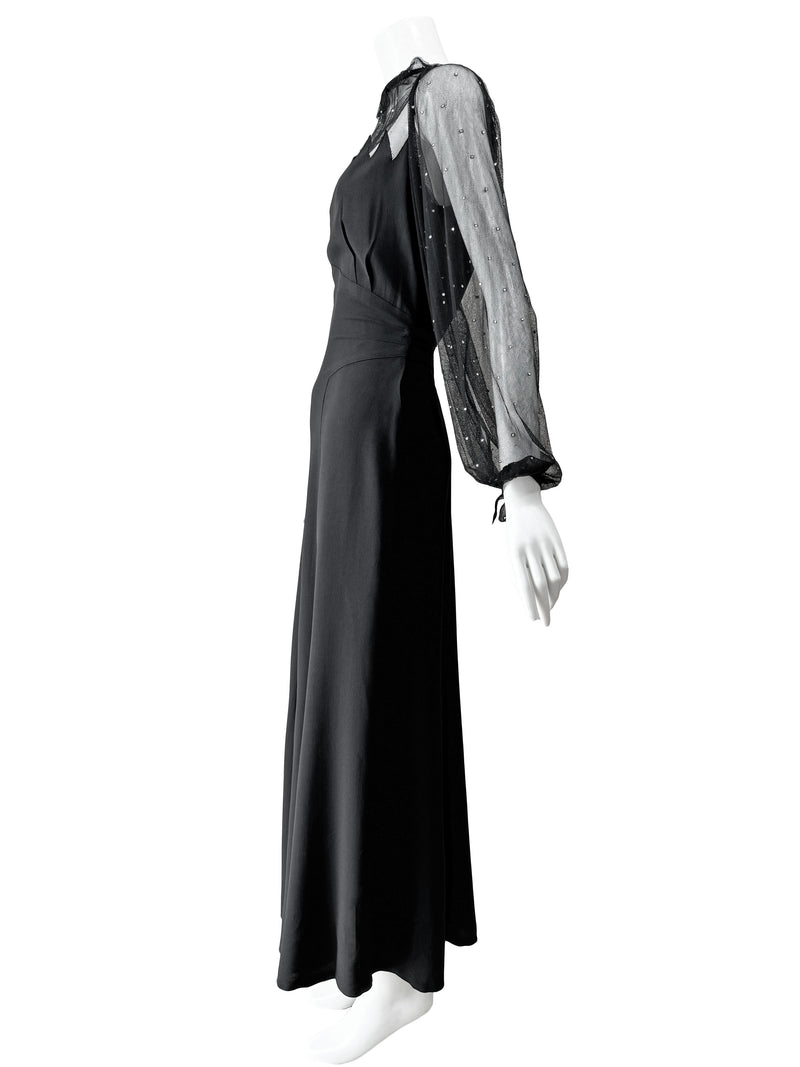 1930s Vionnet Adaption Black Illusion Maxi Dress