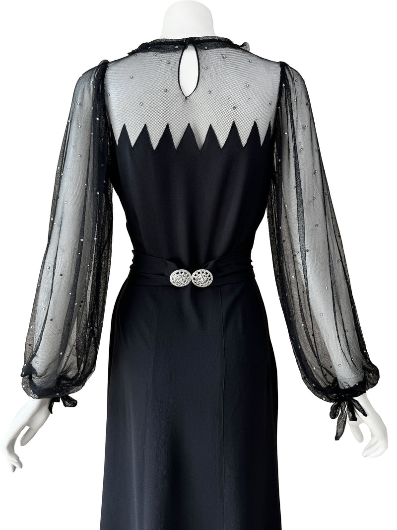 1930s Vionnet Adaption Black Illusion Maxi Dress