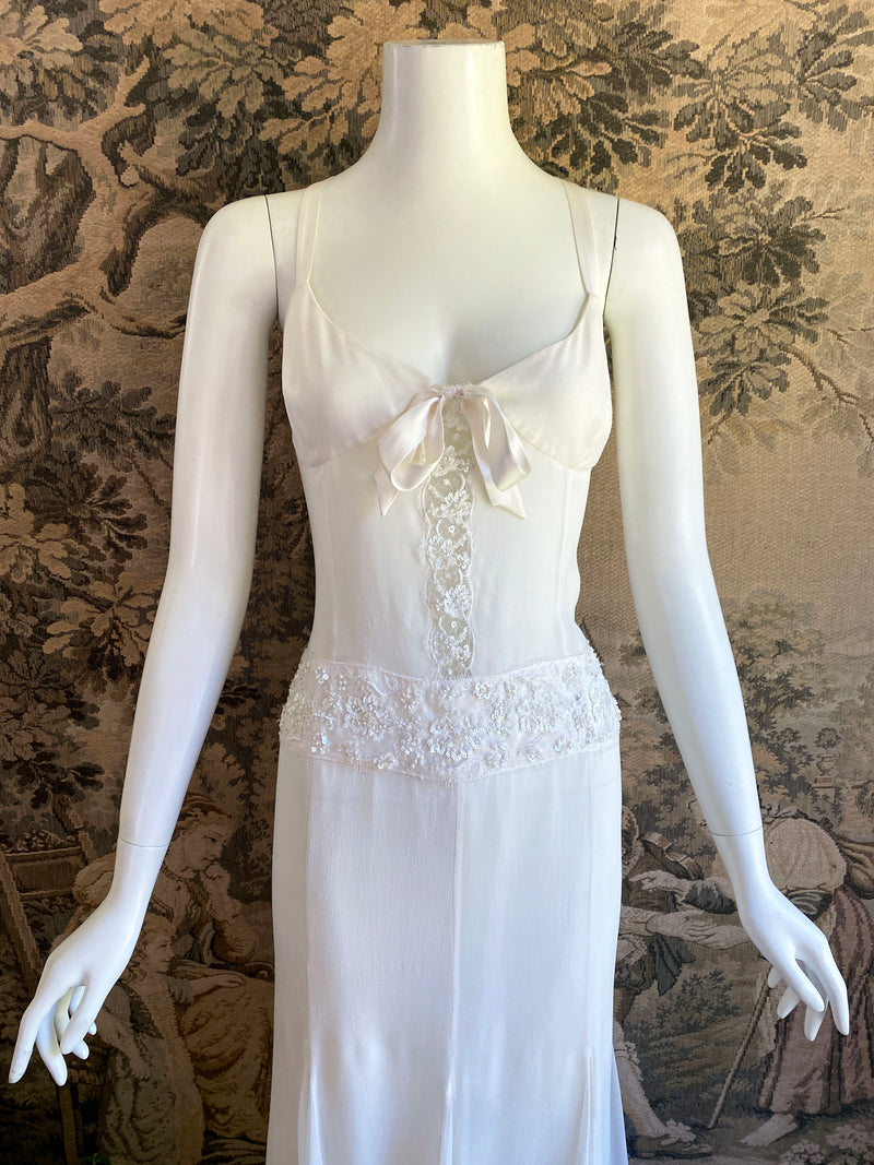 Valentino Roma 1990s Silk & Lace Gown