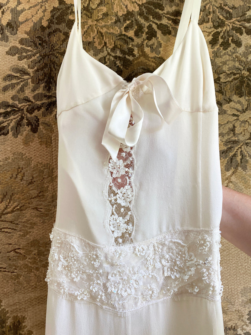 Valentino Roma 1990s Silk & Lace Gown