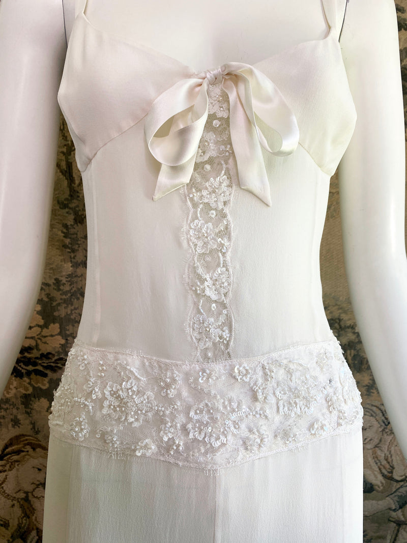 Valentino Roma 1990s Silk & Lace Gown