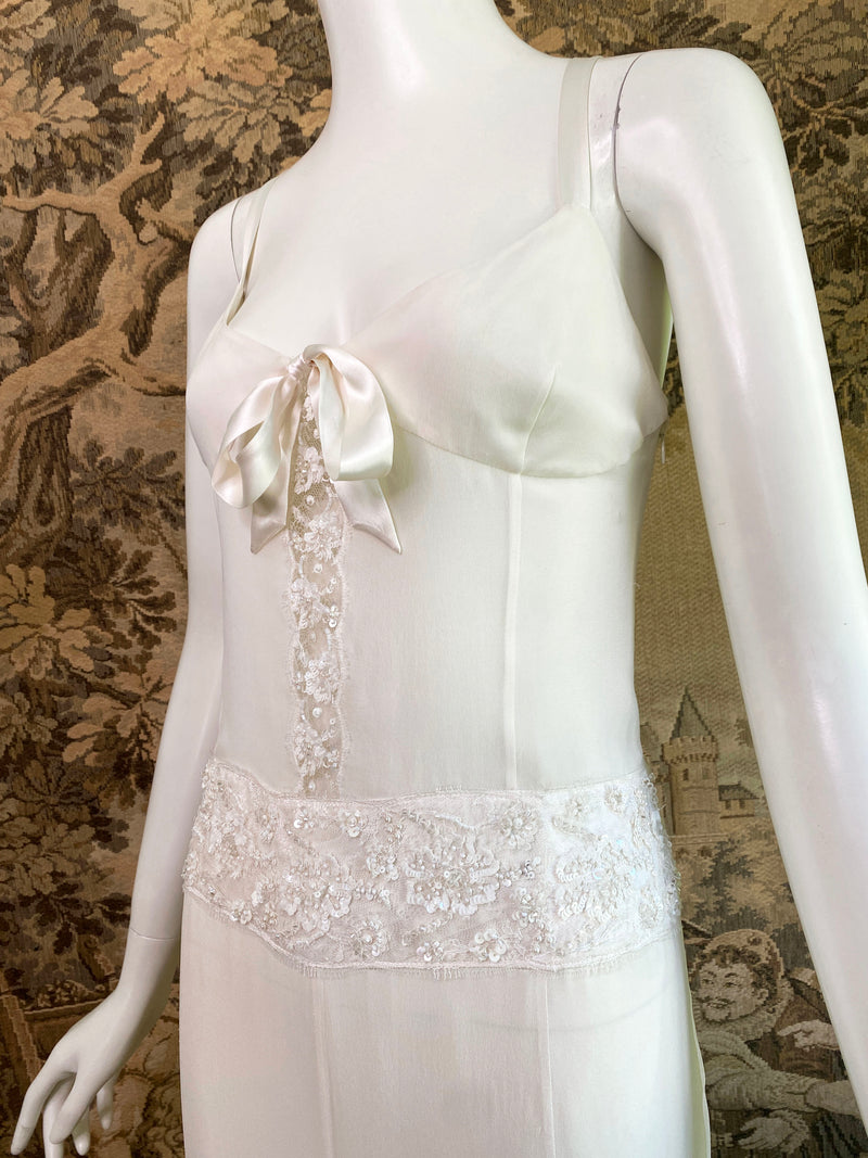 Valentino Roma 1990s Silk & Lace Gown