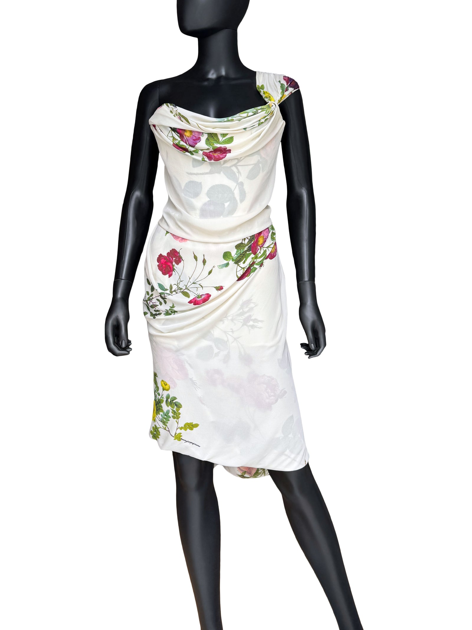 Vivienne Westwood White Floral Print Silk Corset Dress  Sweet Disorder  Vintage