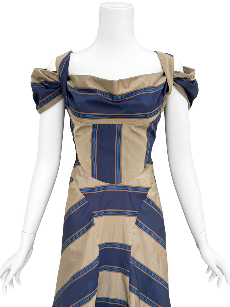 Vivienne Westwood S/S 1998 'Tied To the Mast' Striped Taffeta Dress Sweet Disorder Vintage Vivienne Westwood S/S 1998 'Tied To the Mast' Striped Taffeta Dress Sweet Disorder Vintage