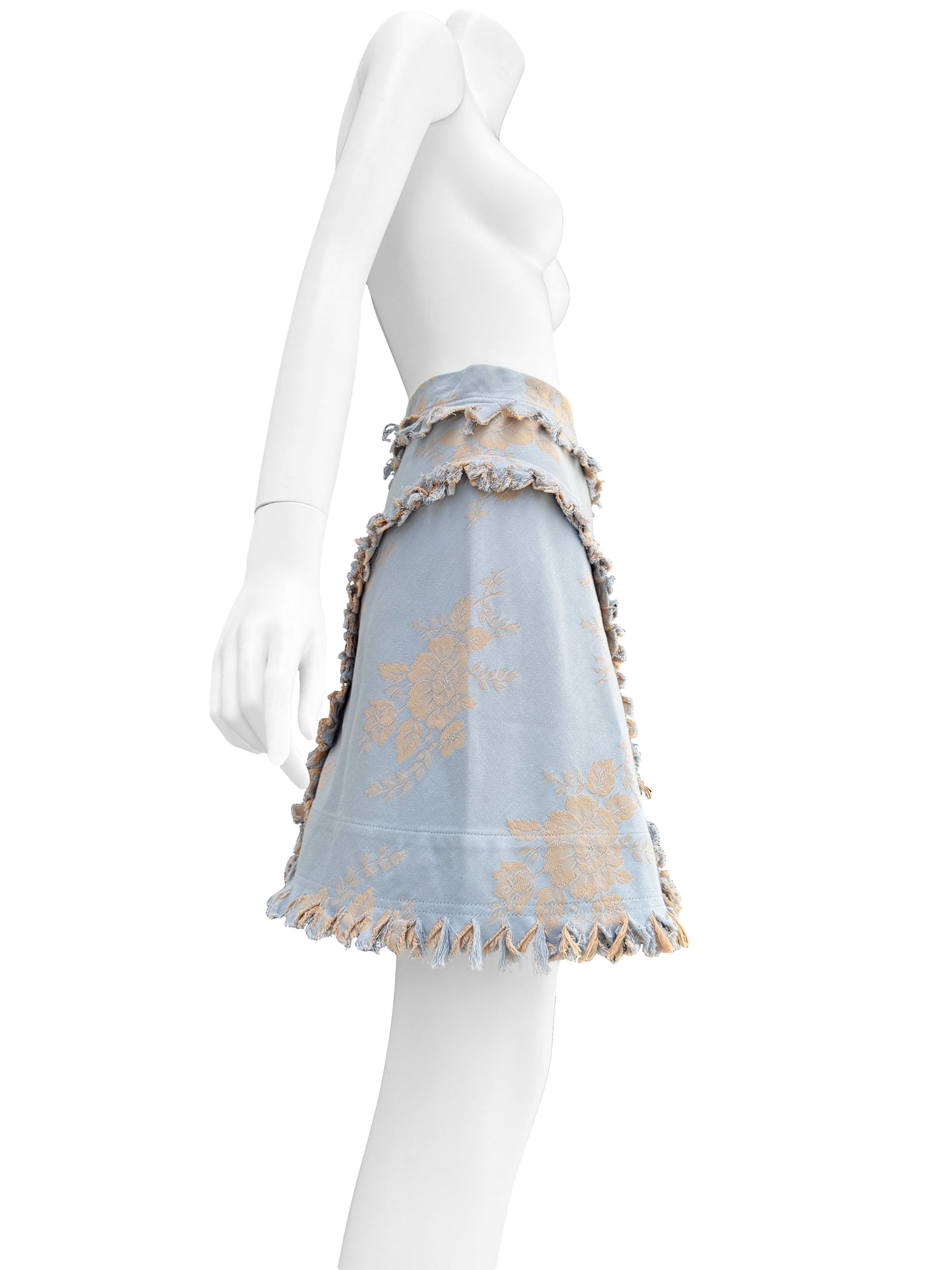 Vivienne Westwood 1998 'Tied To The Mast' Blue Jacquard Mini Skirt