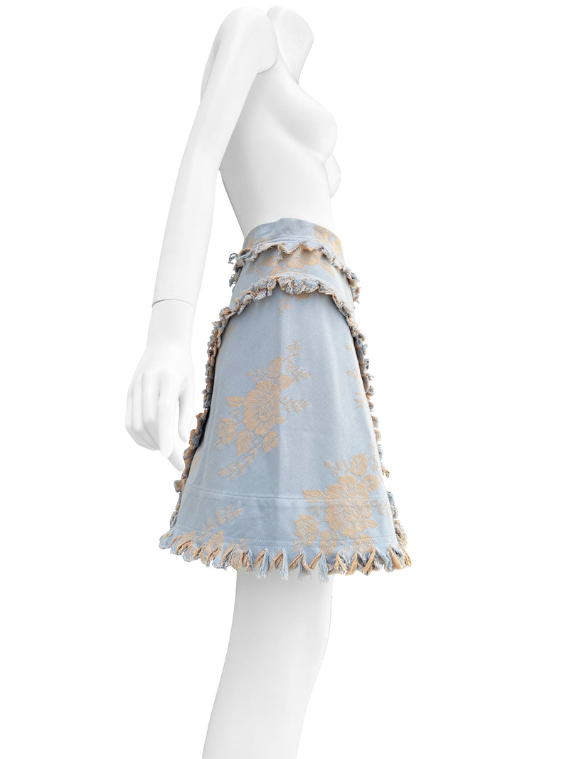 Vivienne Westwood 1998 'Tied To The Mast' Blue Jacquard Mini Skirt