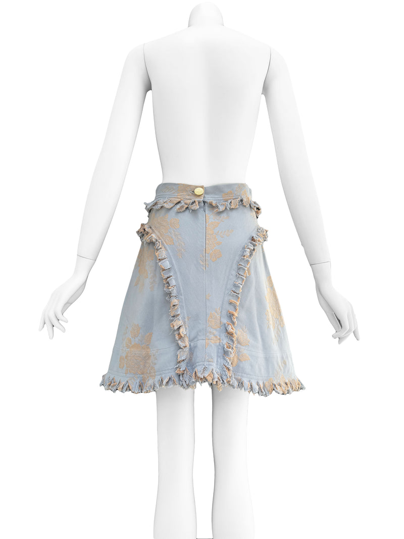 Vivienne Westwood 1998 'Tied To The Mast' Blue Jacquard Mini Skirt