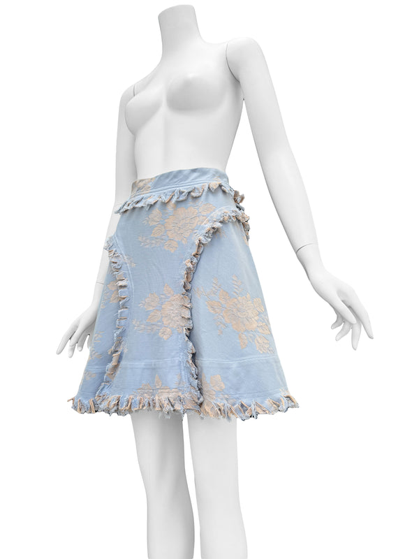 Vivienne Westwood 1998 'Tied To The Mast' Blue Jacquard Mini Skirt