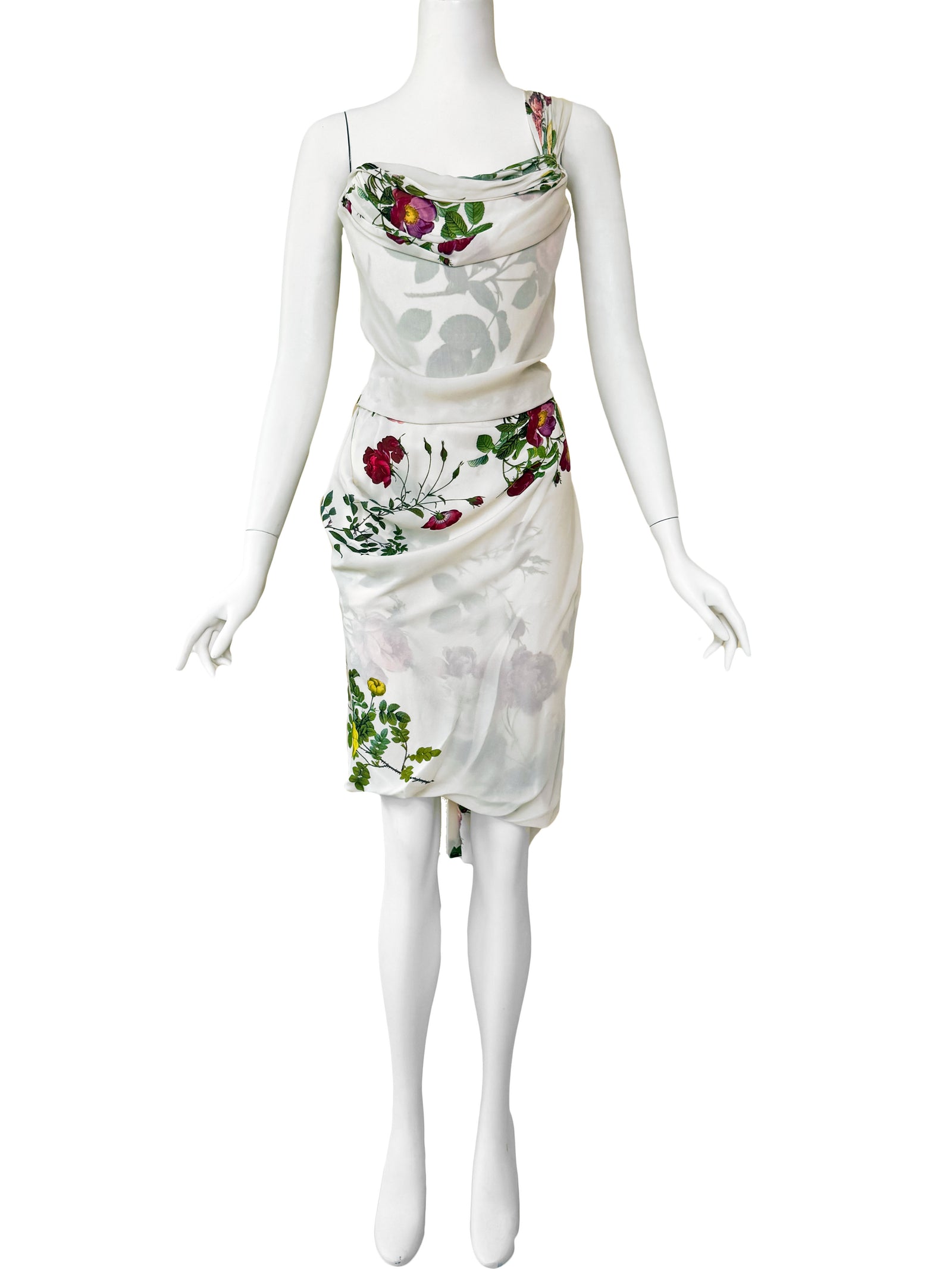 Vivienne Westwood White Floral Print Silk Corset Dress – Sweet Disorder Vintage