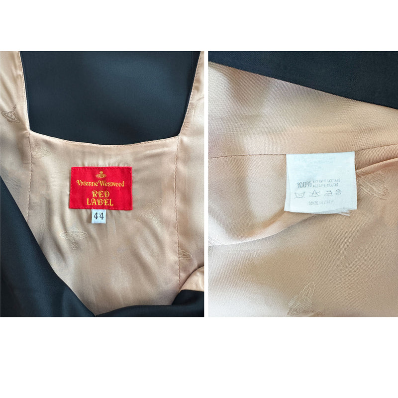 Vivienne Westwood Red Label A/W 1997 Black Satin Wiggle Dress with Bows