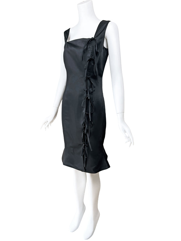Vivienne Westwood Red Label A/W 1997 Black Satin Wiggle Dress with Bows