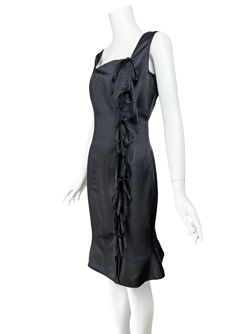 Vivienne Westwood Red Label A/W 1997 Black Satin Wiggle Dress with Bows