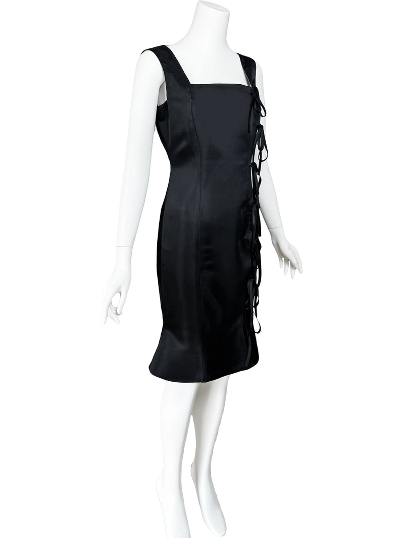 Vivienne Westwood Red Label A/W 1997 Black Satin Wiggle Dress with Bows