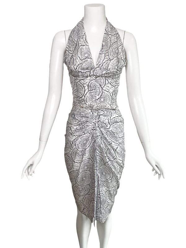 1950s Spiderweb Print Wiggle Dress