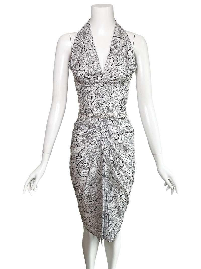 1950s Spiderweb Print Wiggle Dress