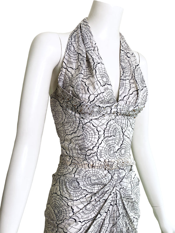 1950s Spiderweb Print Wiggle Dress