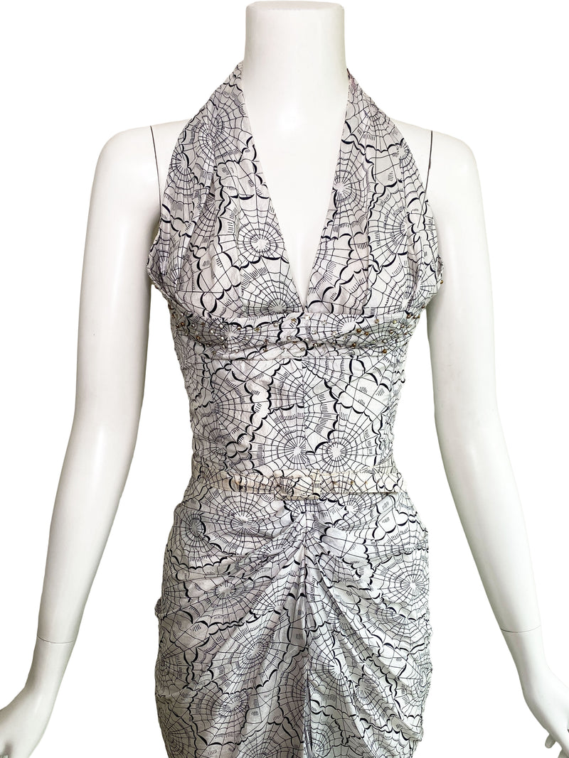 1950s Spiderweb Print Wiggle Dress
