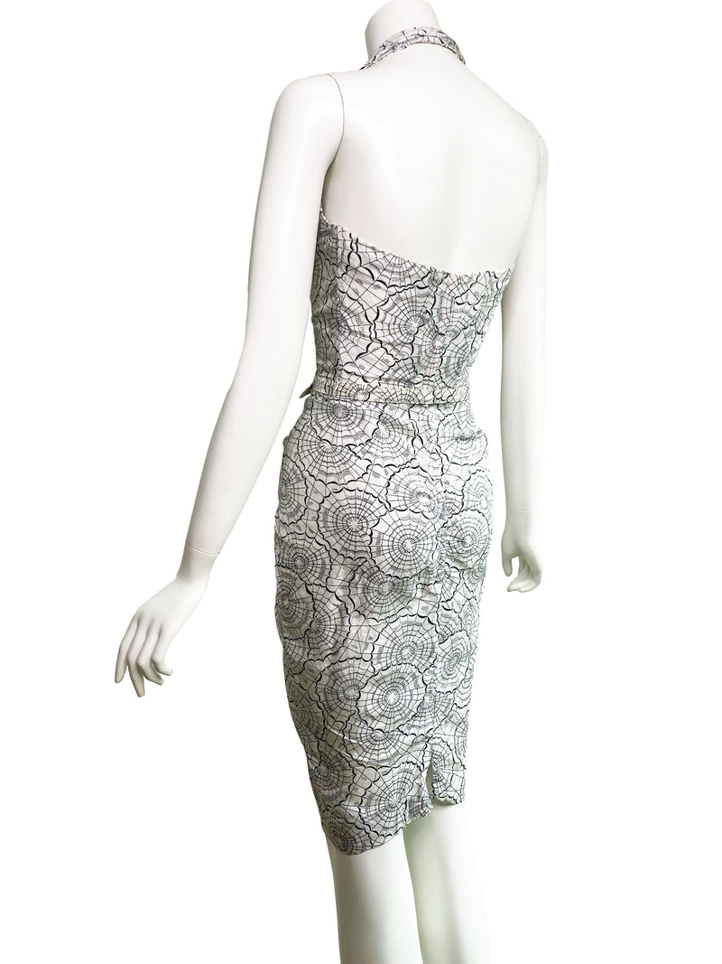 1950s Spiderweb Print Wiggle Dress