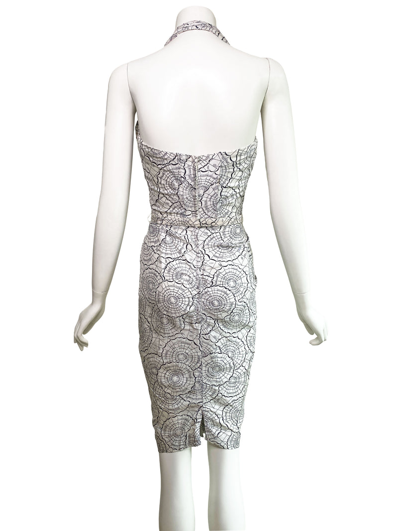 1950s Spiderweb Print Wiggle Dress