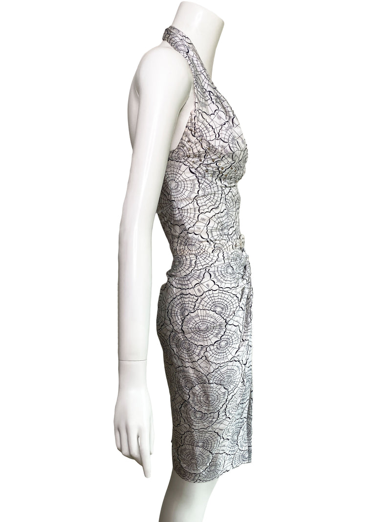 1950s Spiderweb Print Wiggle Dress