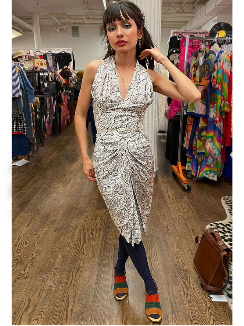 1950s Spiderweb Print Wiggle Dress