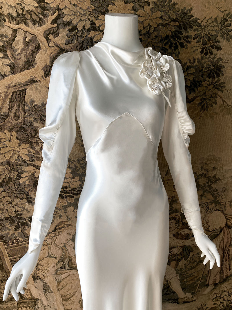 Art Deco 1930s Wedding Dress with Corsage