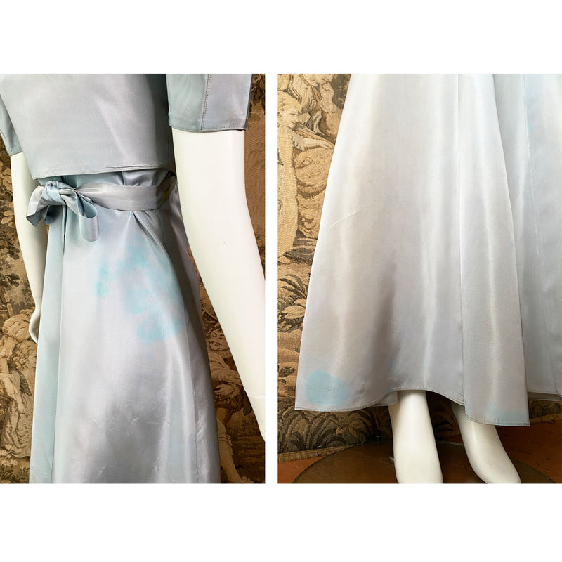 1930s Pale Blue Taffeta Dress & Bolero Set