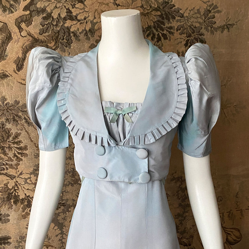 1930s Pale Blue Taffeta Dress & Bolero Set