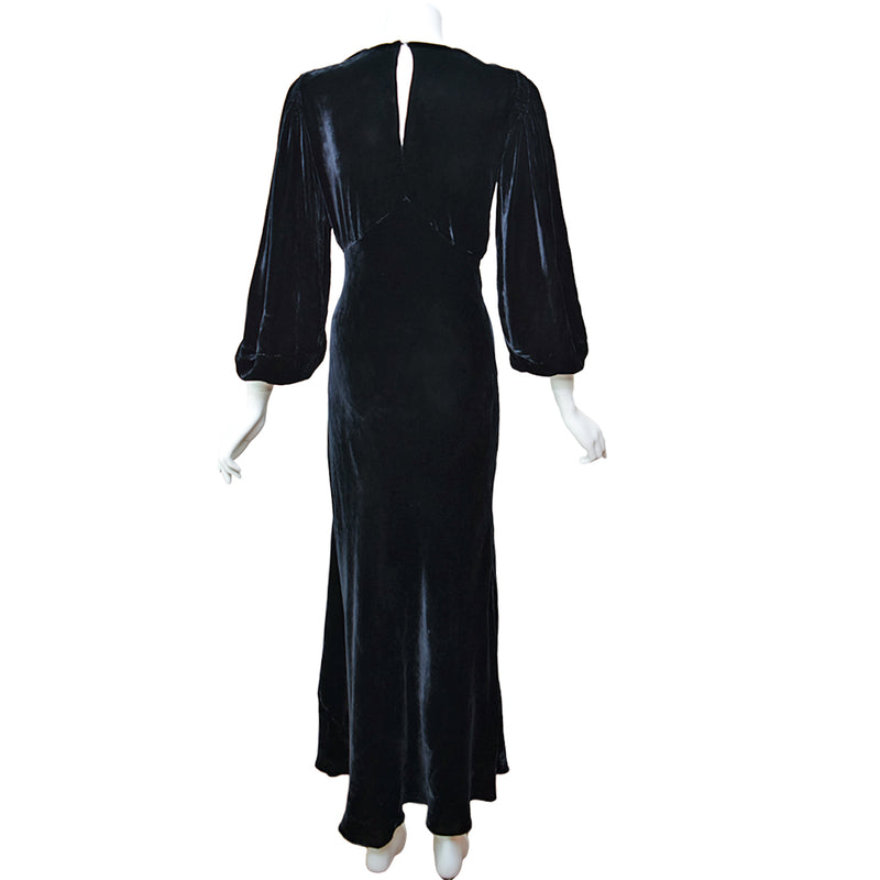 1930s Art Deco Velvet Maxi Dress