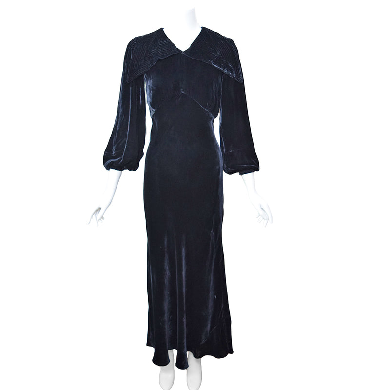 1930s Art Deco Velvet Maxi Dress