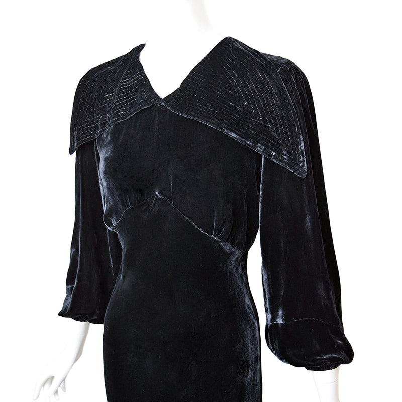 1930s Art Deco Velvet Maxi Dress