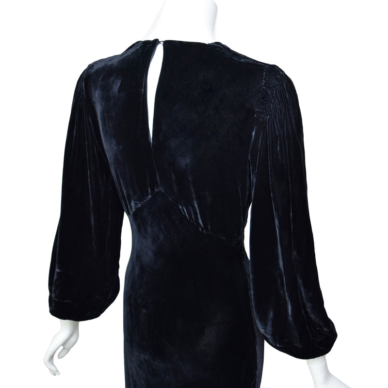 1930s Art Deco Velvet Maxi Dress
