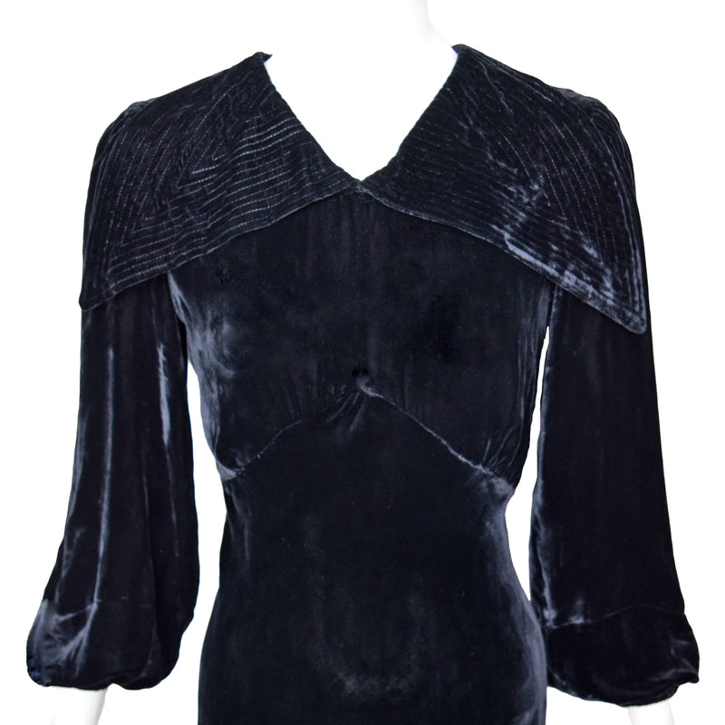 1930s Art Deco Velvet Maxi Dress