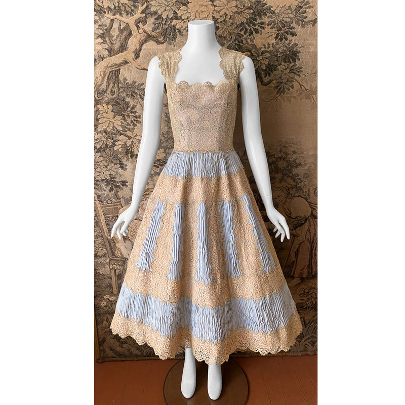 1950s Silk & Lace Party Dress