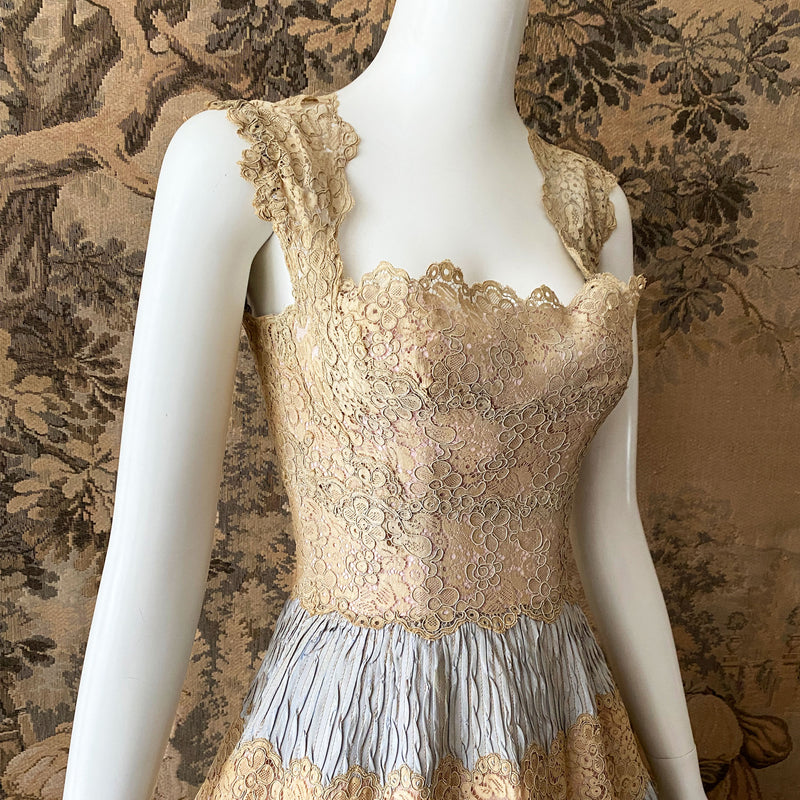 1950s Silk & Lace Party Dress