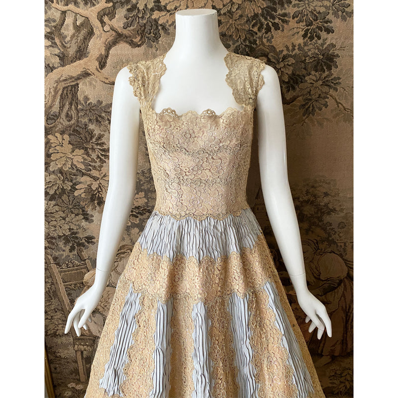 1950s Silk & Lace Party Dress