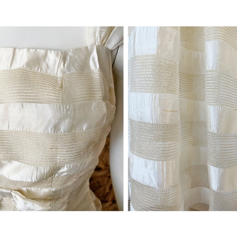 1960s Cream & Gold Organza Party Dress