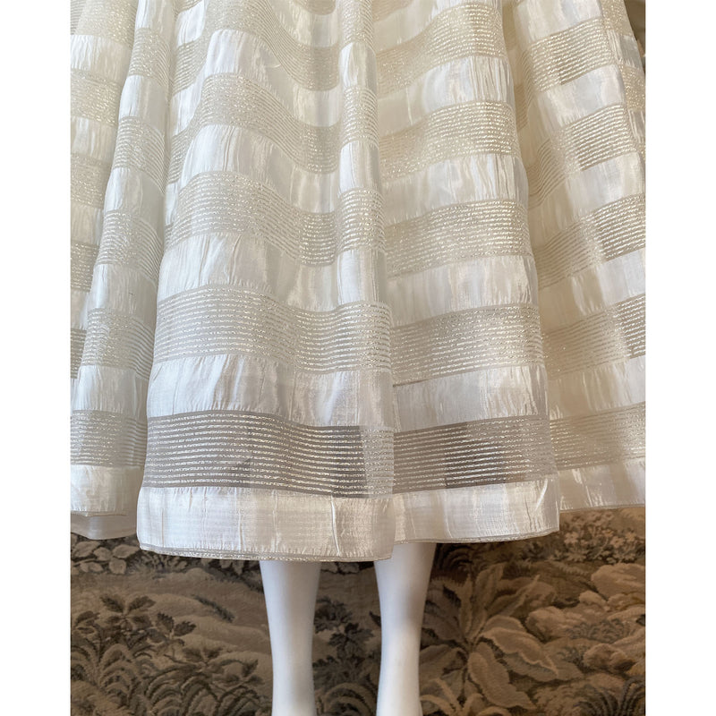 1960s Cream & Gold Organza Party Dress