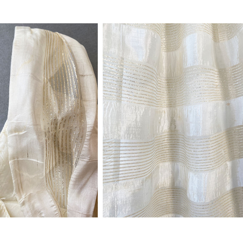 1960s Cream & Gold Organza Party Dress
